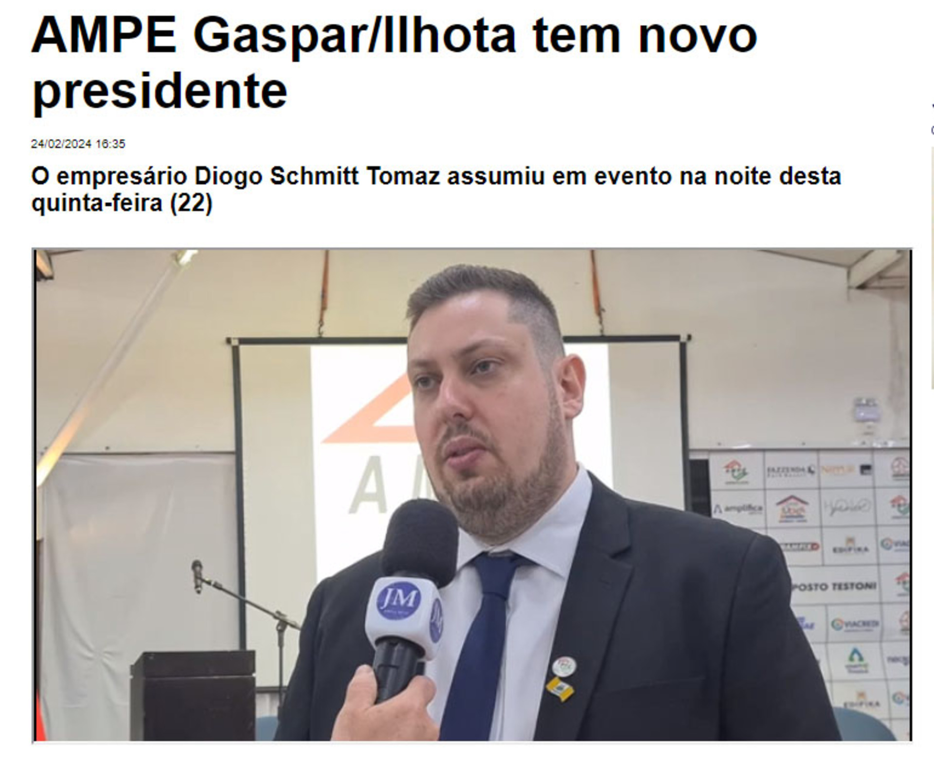  VÍDEO JM: Confira reportagem da posse da nova diretoria da AMPE Gaspar e Ilhota